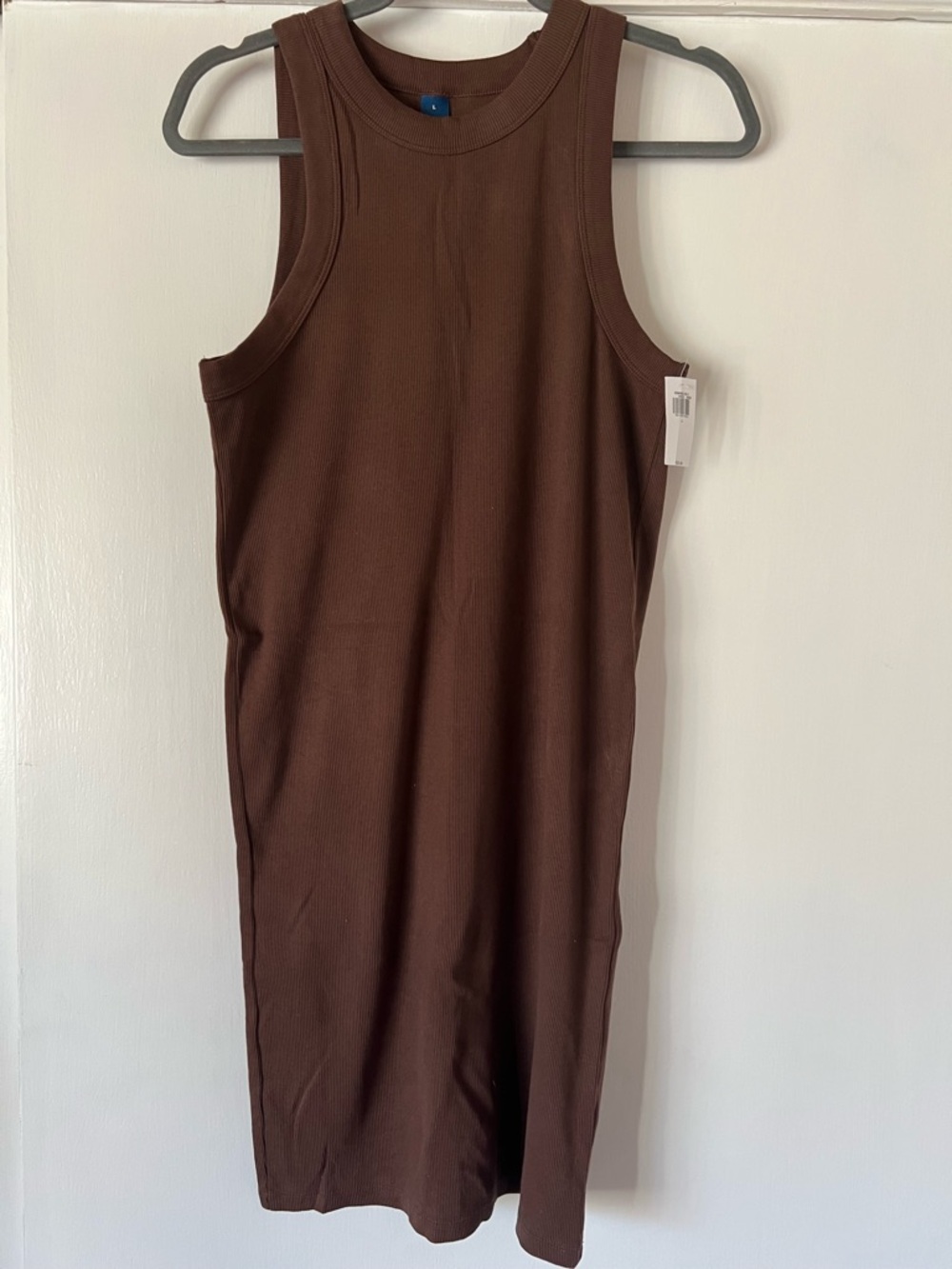 Old Navy Ribbed Sleeveless Midi Dress in Chocolate Brown